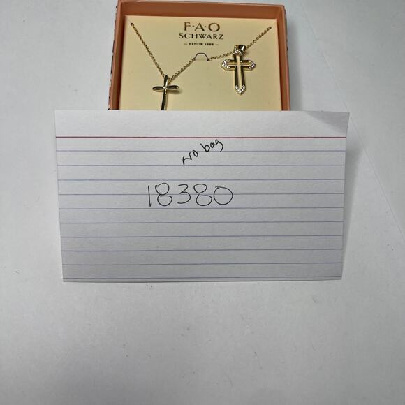 FAO Schwartz set of two necklaces gold tone daughter mother cross pendant jewelr - Picture 14 of 15